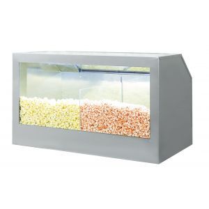 Bulk Popcorn Floor Display Warmer, two compartments, with lighting