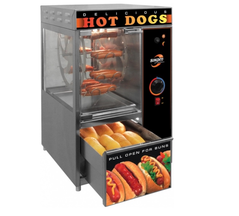 Hot Dog Broiler 22 Sausage Capacity with Buns Drawer 